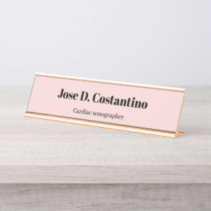 Simple Blush Pink Pastel Light Name Title Desk Nam Plate