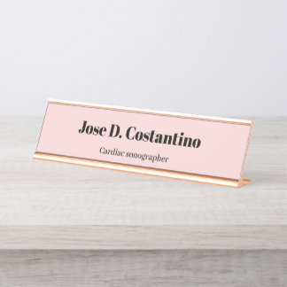Simple Blush Pink Pastel Light Name Title Desk Nam Plate
