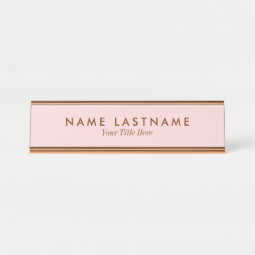 Simple Blush Pink Pastel Light Name Title Desk Name Plate | Zazzle