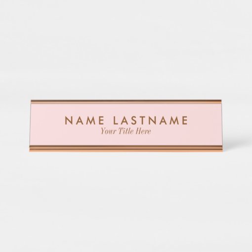 Simple Blush Pink Pastel Light Name Title Desk Name Plate | Zazzle