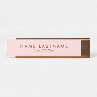 Simple Blush Pink Pastel Light Name Title Desk Name Plate | Zazzle