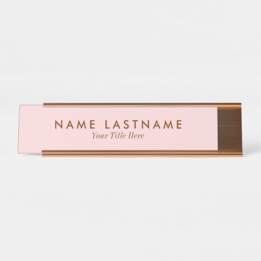 Simple Blush Pink Pastel Light Name Title Desk Name Plate | Zazzle