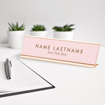 Simple Blush Pink Pastel Light Name Title Desk Name Plate by pinkpinetree at Zazzle