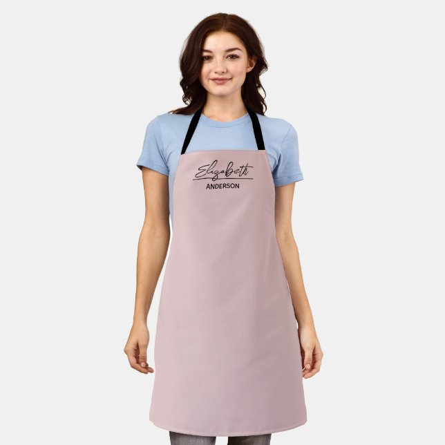 Simple Blush Pink Personalized Employee Monogram Apron (Worn)