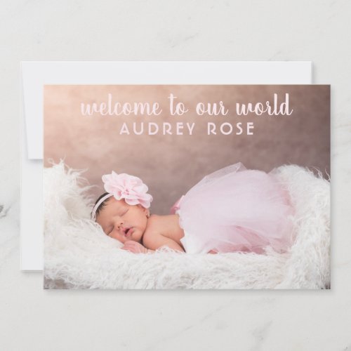 Simple Blush Pink Photo Collage Baby Girl Birth Announcement