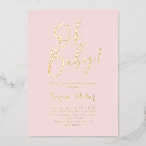 Simple Blush Pink Real Foil Invitation