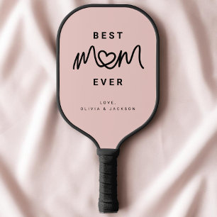 Simple Blush Pink Script Cute Modern Best Mom Ever Pickleball Paddle