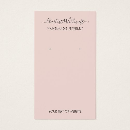 Simple Blush Pink Script Earring Display Card