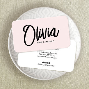 Simple Blush Pink Signature Script Beauty Business Card