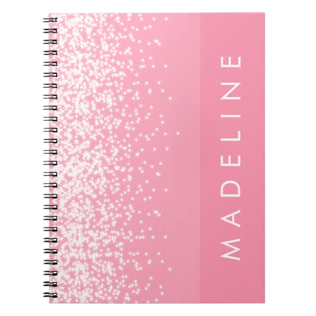 Simple Blush Pink Sparkle Personalized Name Notebook (Front)