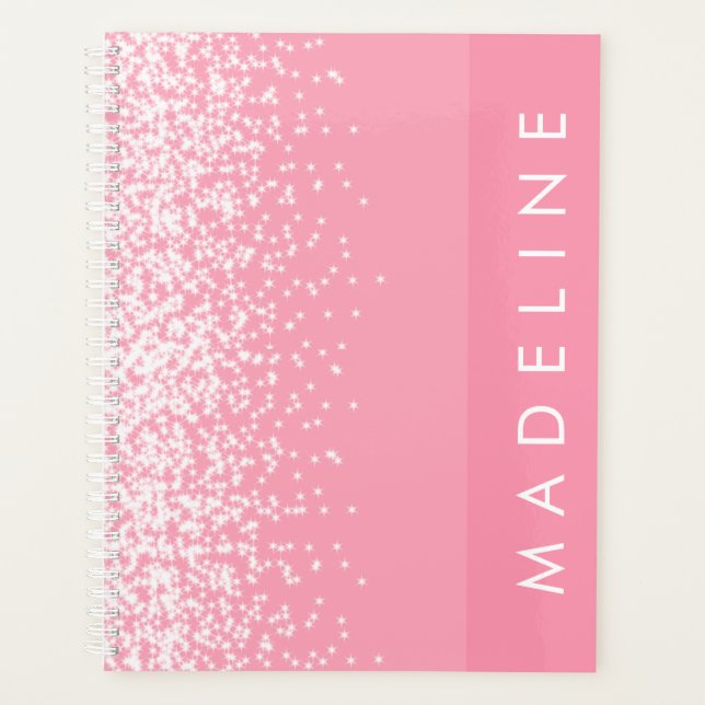 Simple Blush Pink Sparkle Personalized Name Planner (Front)