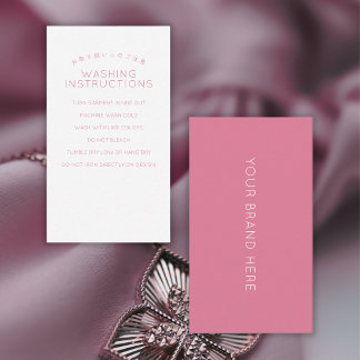Simple Blush Pink Washing Care Instructions Business Card