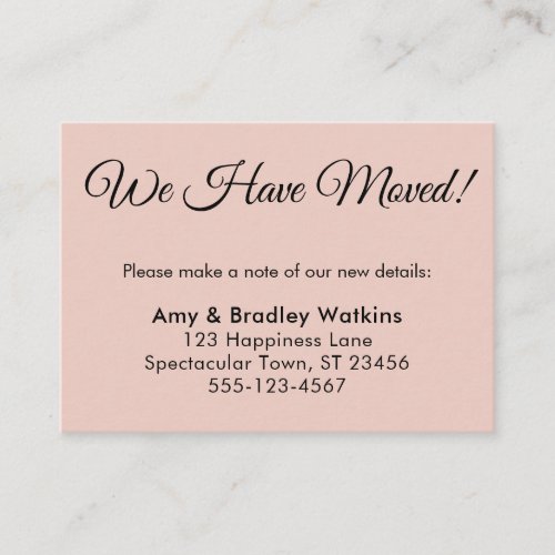 Simple Blush Pink We Have Moved Change of Address Enclosure Card