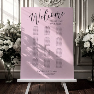 Simple Blush Pink Wedding Welcome Seating Chart Foam Board
