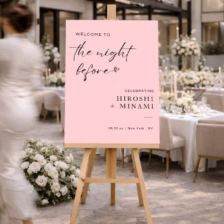 Simple Blush Pink Welcome To The Night Before Foam Board