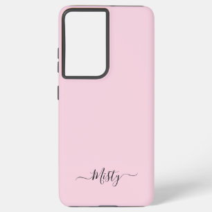 Simple Blush Pink with Script Custom Name Samsung Galaxy S21 Ultra Case