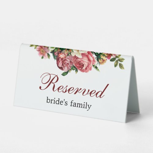 Simple Blush Roses Reserved Wedding Tabletop Signs