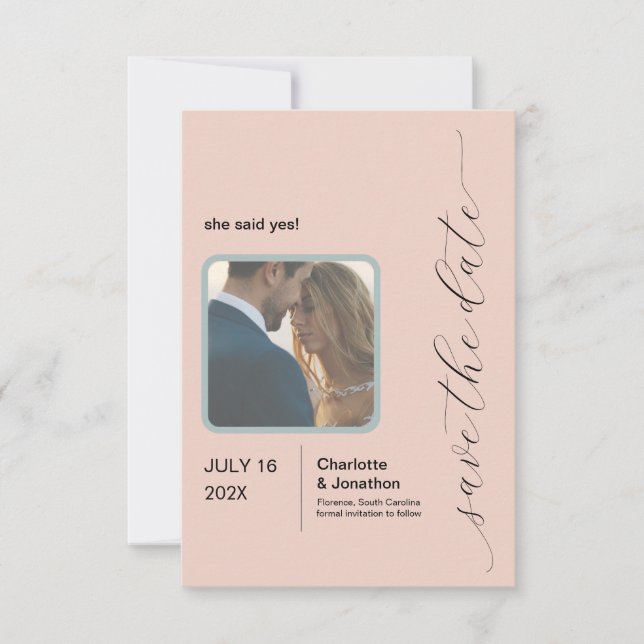 Simple Blush | Sage Modern Save the Date (Front)