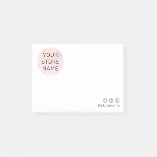 Simple Blush Watercolor Social Media Business Post_it Notes
