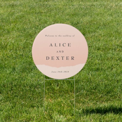 Simple Blush Watercolor Wedding Welcome Circle Sign