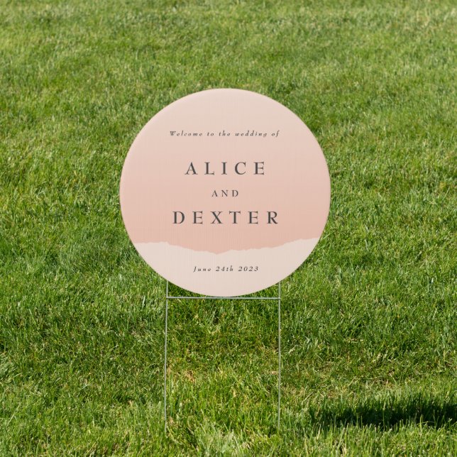Simple Blush Watercolor Wedding Welcome Circle Sign (Insitu)
