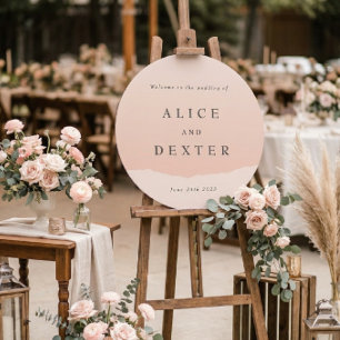 Simple Blush Watercolor Wedding Welcome Circle Sign
