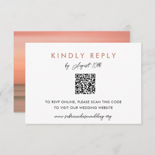 Simple Blush Wedding Website RSVP QR Code Card