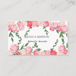 Simple blushed boho  watercolor roses appointment card