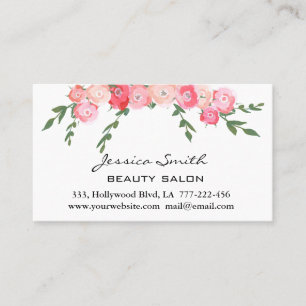 Simple blushed boho watercolor roses appointment card