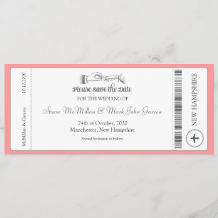 Simple Boarding Pass Save the Date Invitation