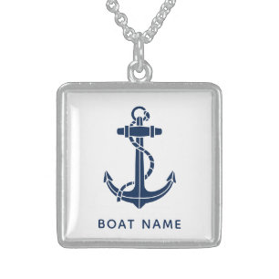Simple Boat Anchor Cruise Trip Custom Sterling Silver Necklace