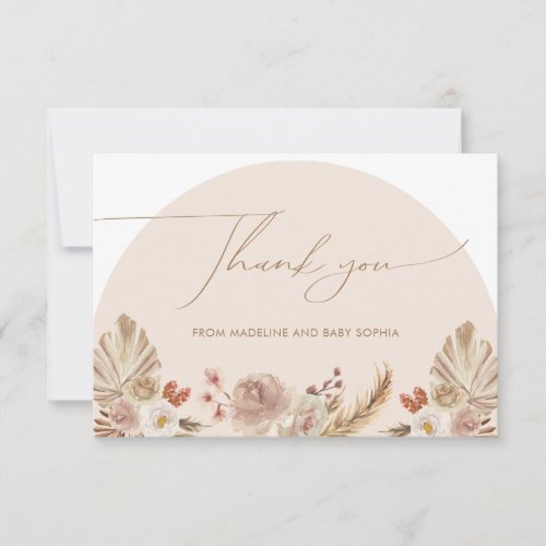 Simple Bohemian Arch Pampas Grass Thank You Card