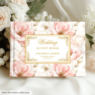 Simple bohemian blush gold wedding guest book