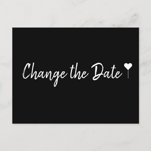 Simple Bohemian Script Black Change the Date Postcard (Front)