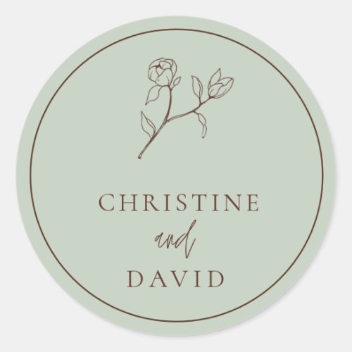 Simple Bohemian Wedding floral  Classic Round Stic Classic Round Sticker