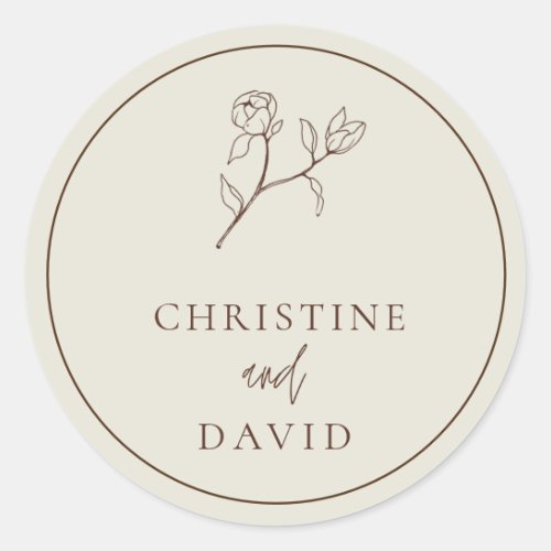 Simple Bohemian Wedding floral  Classic Round Sticker