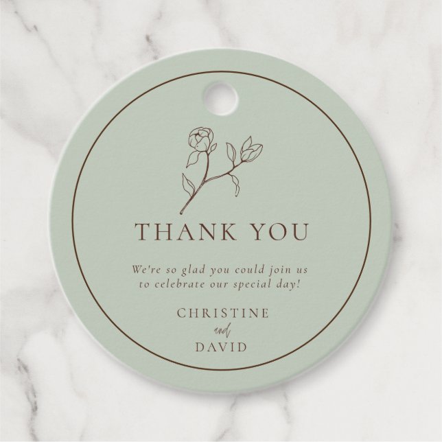 Simple Bohemian Wedding floral   Favor Tags (Front)