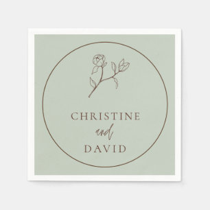 Simple Bohemian Wedding Floral Sage Green Napkins