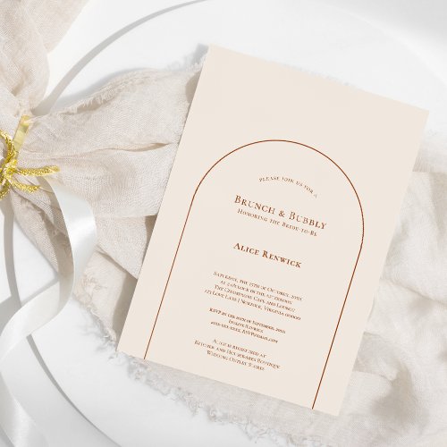 Simple Boho Arch Ivory Bridal Brunch and Bubbly Invitation