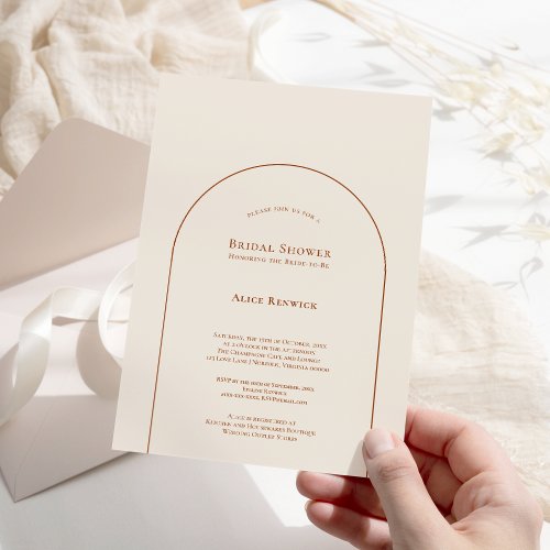 Simple Boho Arch Ivory Bridal Shower Invitation