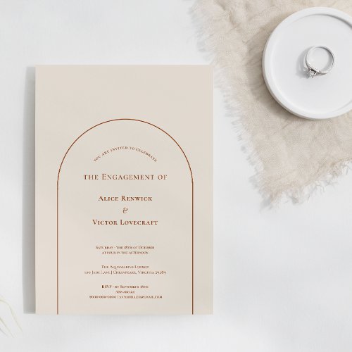 Simple Boho Arch Ivory Engagement Party Invitation