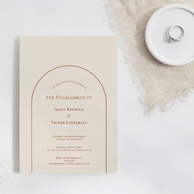 Simple Boho Arch Ivory Engagement Party Invitation (Creator Uploaded)