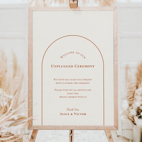 Simple Boho Arch Ivory Unplugged Ceremony Sign