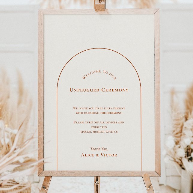 Simple Boho Arch Ivory Unplugged Ceremony Sign (Creator Uploaded)