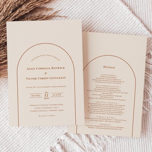 Simple Boho Arch Ivory Wedding Details and Invitation