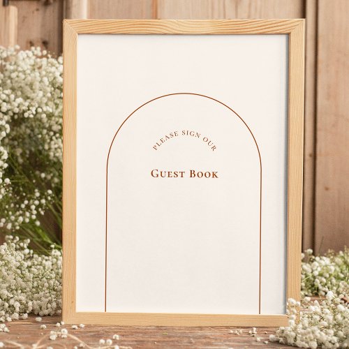 Simple Boho Arch Ivory Wedding Guest Book Sign