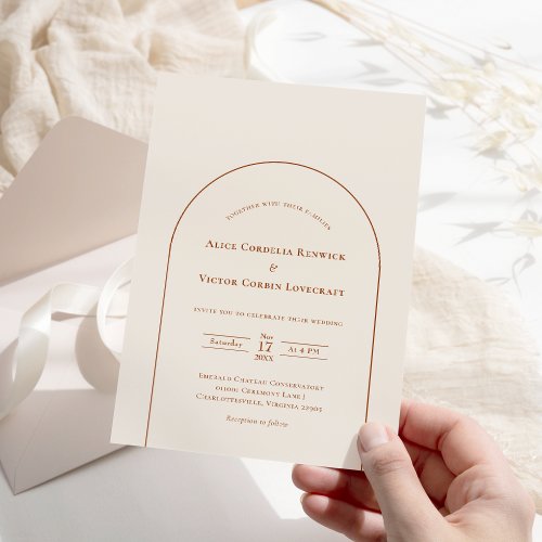 Simple Boho Arch Ivory Wedding Invitation