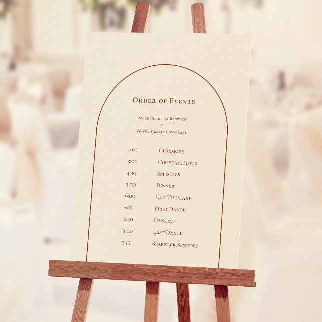 Simple Boho Arch Ivory Wedding Order of Events Foam Board (Creator Uploaded)