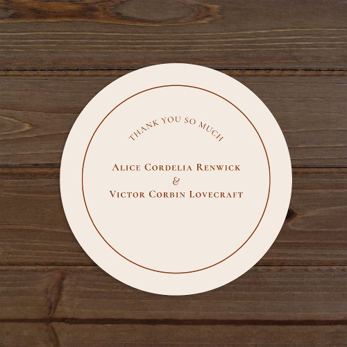 Simple Boho Arch Ivory Wedding Thank You Classic Round Sticker