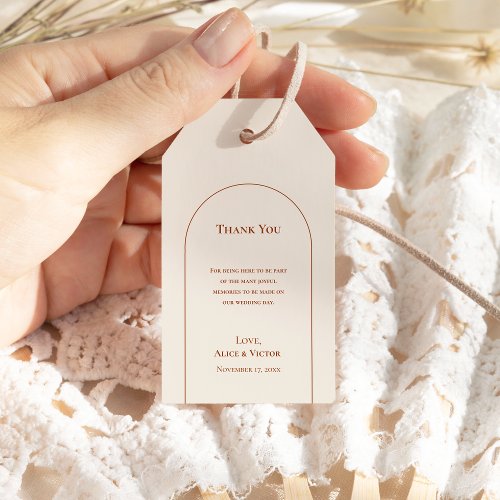 Simple Boho Arch Ivory Wedding Thank You Gift Tags